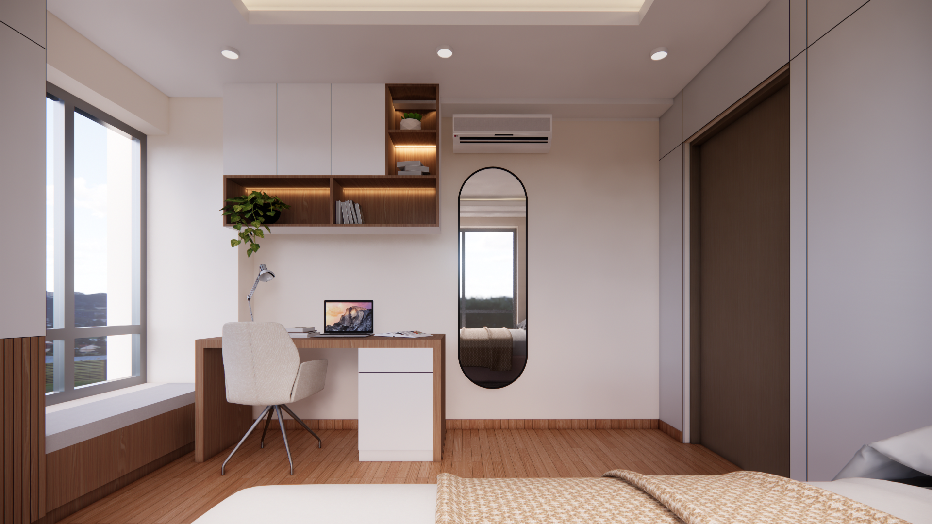 Modern Apartment — Living, Bedroom & Study Interior Design – frame 3