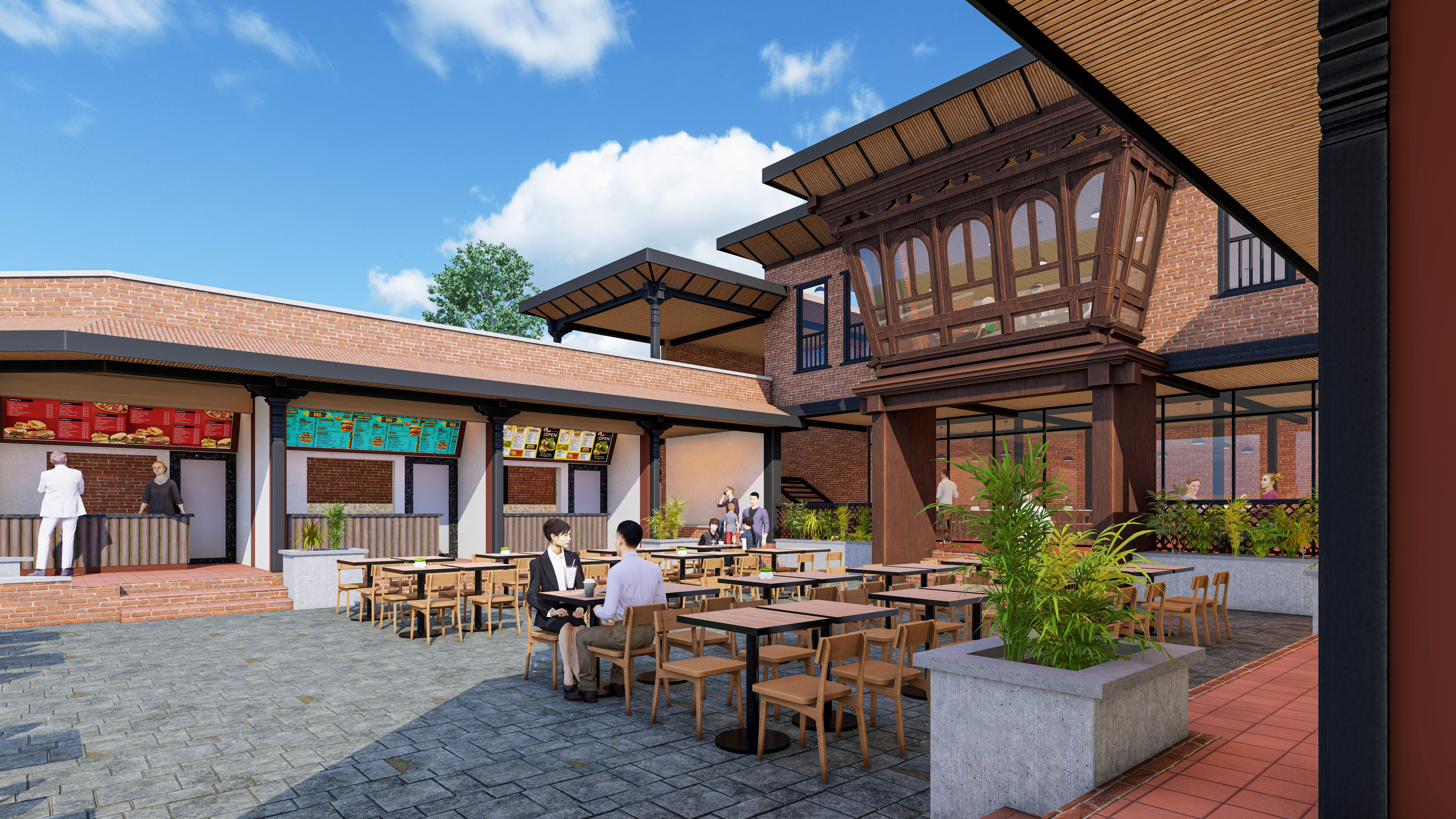 Basantapur Food Court — Heritage-Inspired Outdoor Dining Design – frame 3